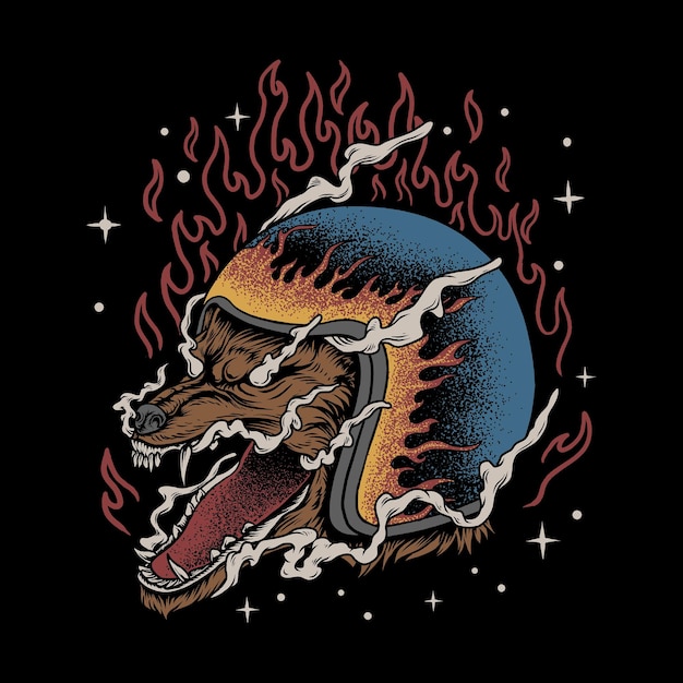 Vektor wolf-burnout-illustrationsdesign