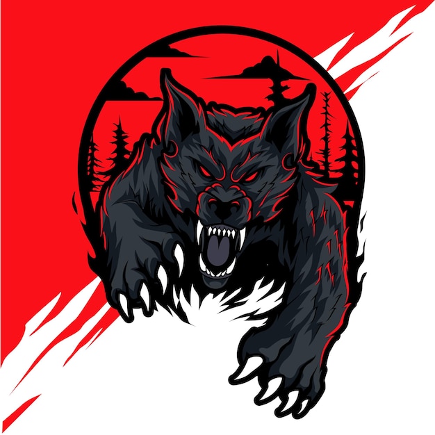 Wolf Esport Spiel Maskottchen Logo Vorlage