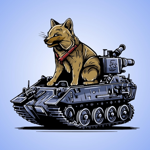 Wolf fahren panzer krieg vechile vector illustration artwork