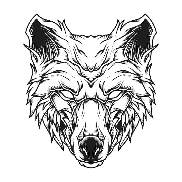 Vektor wolf head line art illustration