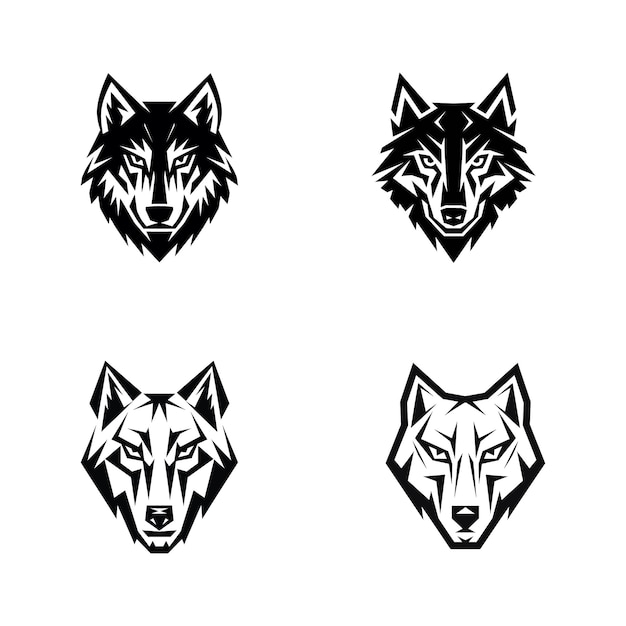 Wolf Head Silhouettes Tribal Vector Designs für Logos und Kunst