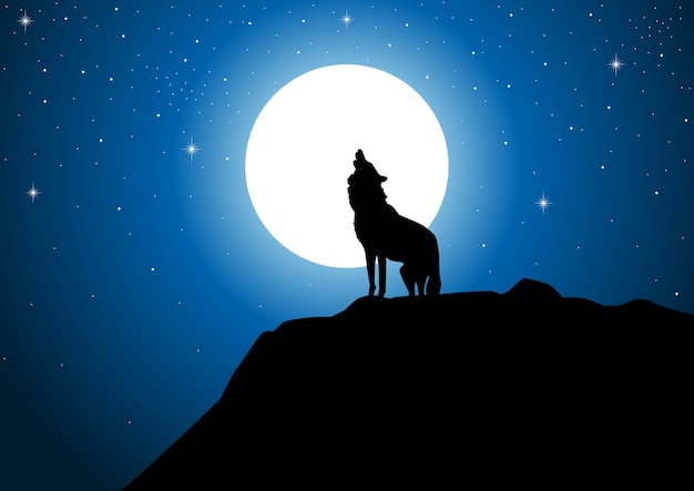 Wolf heult beim vollmond