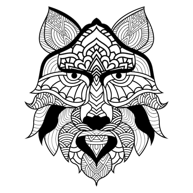 Wolf Illustration Tattoo Stil Umriss für Malbuch