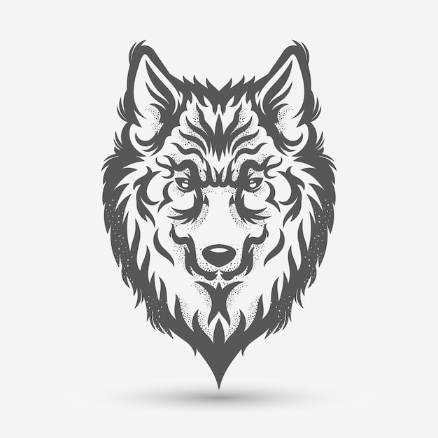 Vektor wolf kopf kunst pinsel stil design