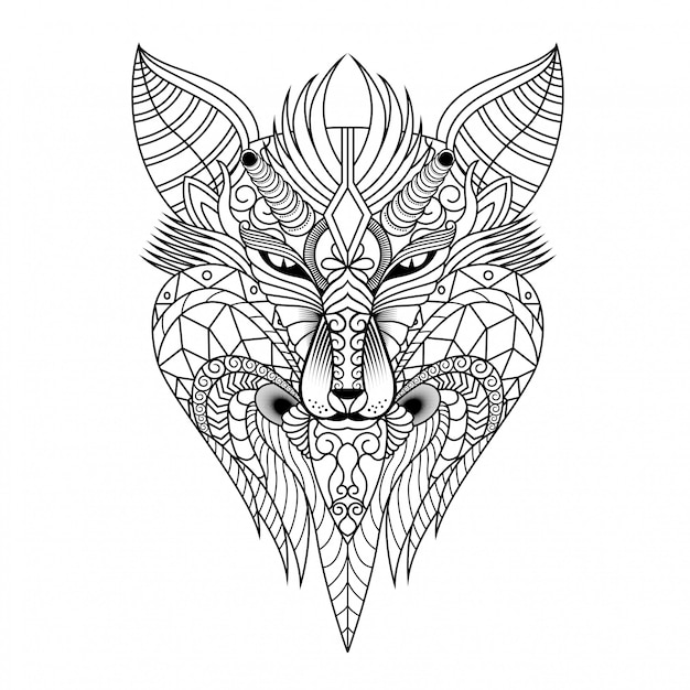 Wolfillustration, Mandala zentangle und T-Shirt Entwurf