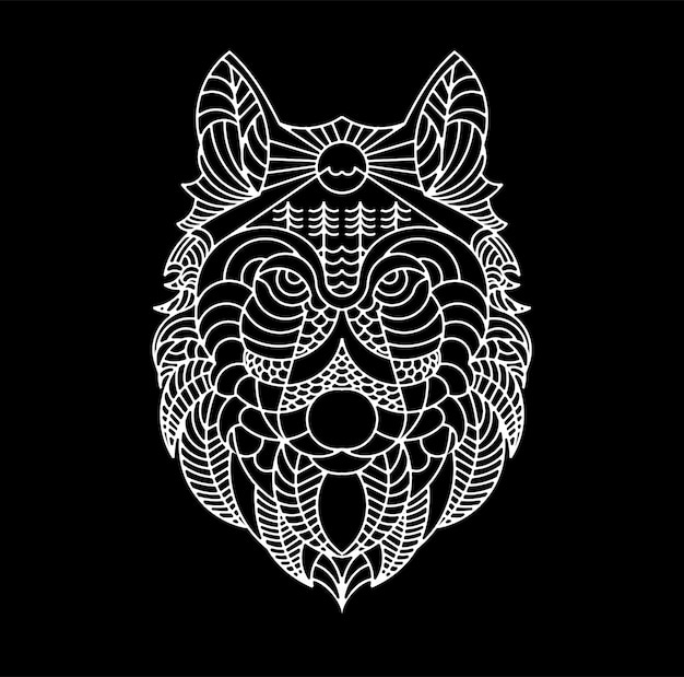 Vektor wolflinie kunstillustrationsgrafik für t-shirt