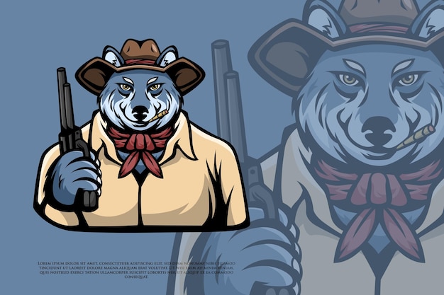 Wolfscowboy mit gewehrillustration