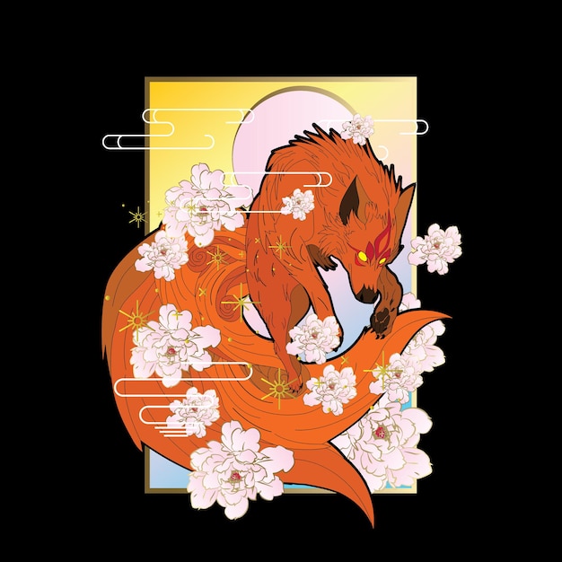 Wolfsillustration im japanischen stil für kaijune-event