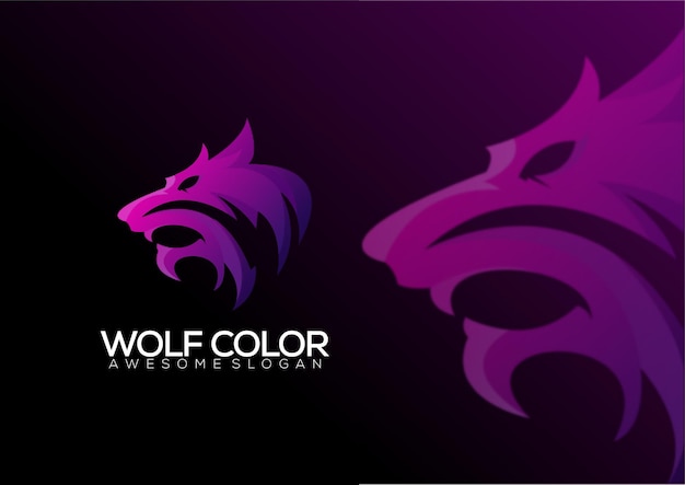 Wolfskopf-Logo-Design Farbverlauf bunt