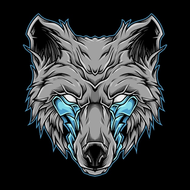 Vektor wolfskopf maskottchen logo illustration