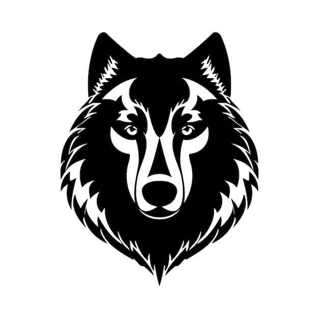 Vektor wolfskopf schwarz-weißes vektorsymbol