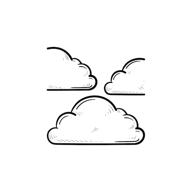 Wolke am himmel handgezeichnete umriss-doodle-symbol. meteorologie und wettervorhersage, bewölktes konzept. vektorskizzenillustration für print, web, mobile und infografiken auf weißem hintergrund.