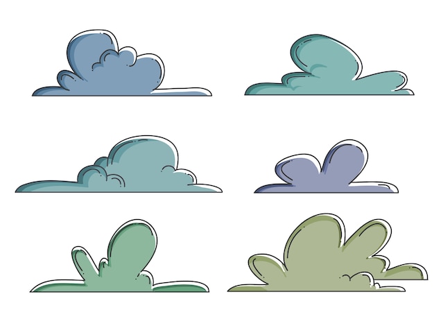 Wolke handgezeichneten süße clipart-set