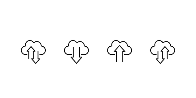 Wolke mit Pfeil-Icon-Set Datenaustauschsymbol Upload und Download von Vector EPS 10