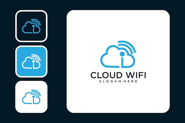 Wolke mit Wi-Fi-Line-Art-Logo-Design