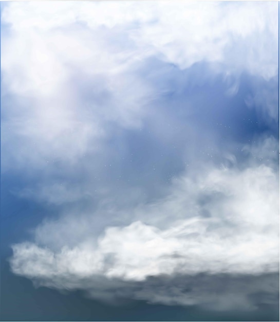 Wolke und Rauch auf blauem Hintergrund isoliert.