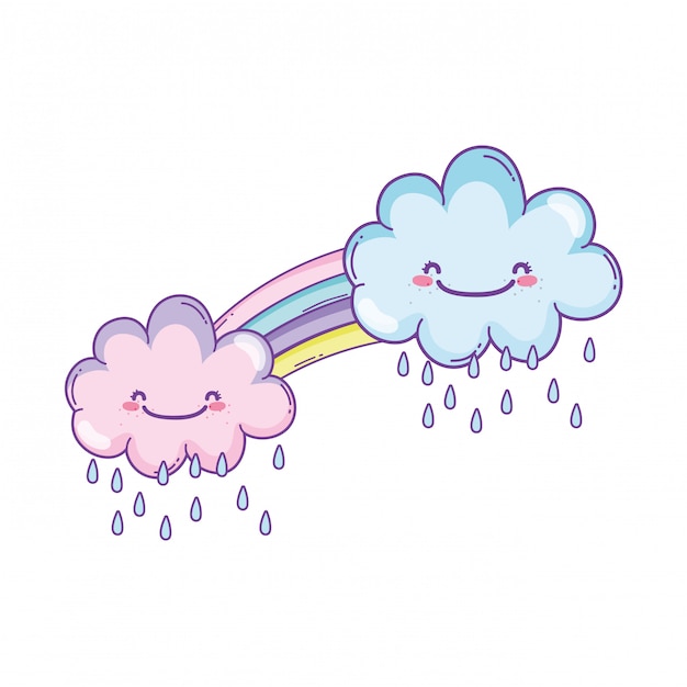 Vektor wolke und regenbogen niedlichen cartoon