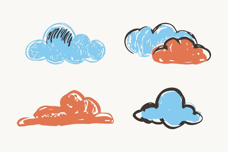 Wolken-Illustration in handgezeichnetem Doodle-Stil