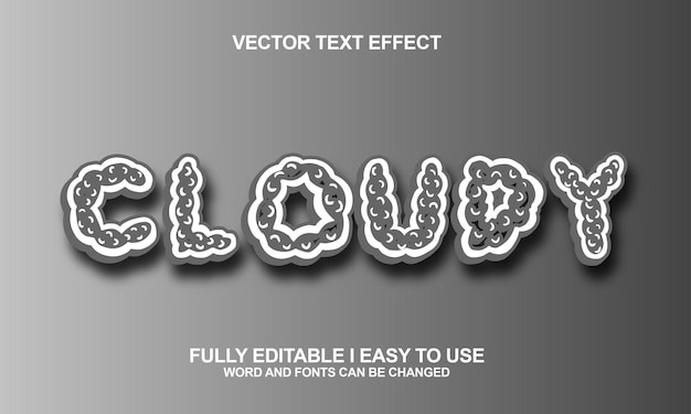 Wolkige bearbeitbare Schriftart Vektortext-Effekte