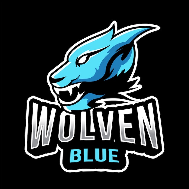 Vektor wolven blue esport logo vorlage