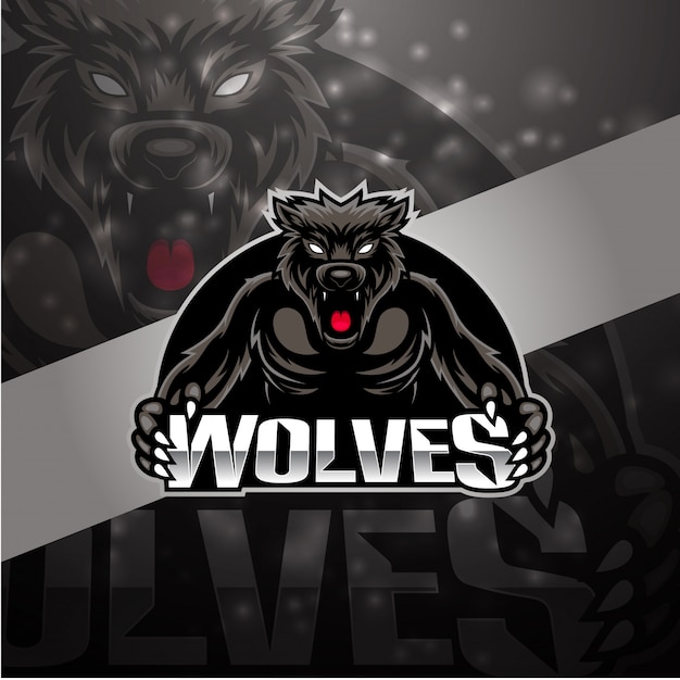 Wolves esport maskottchen logo design