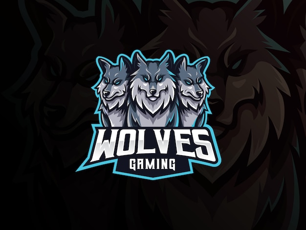 Wolves maskottchen sport logo design