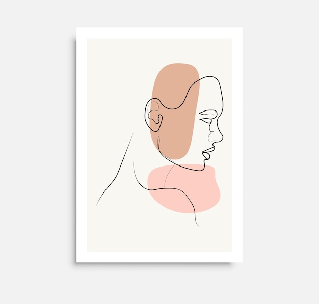 Woman One Line Art Poster mit abstrakten FormenVector minimalistisches Design für Wall Art Print Card Poster