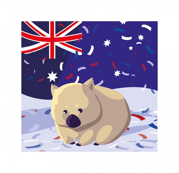 Wombat mit australischer flagge