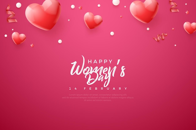 Womens day hintergrund mit realistischen 3d-roten ballons