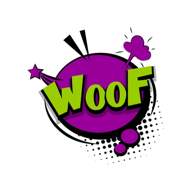 Woof comic text pop art