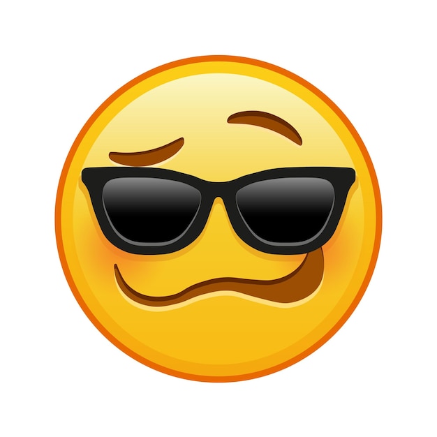 Vektor woozy gesicht mit sonnenbrille große größe des gelben emoji-lächelns