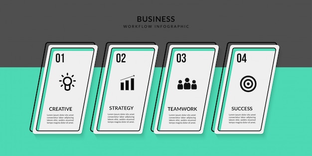 Workflow-infografik mit mehreren optionen, datenkommunikation für geschäftsbericht skizzieren