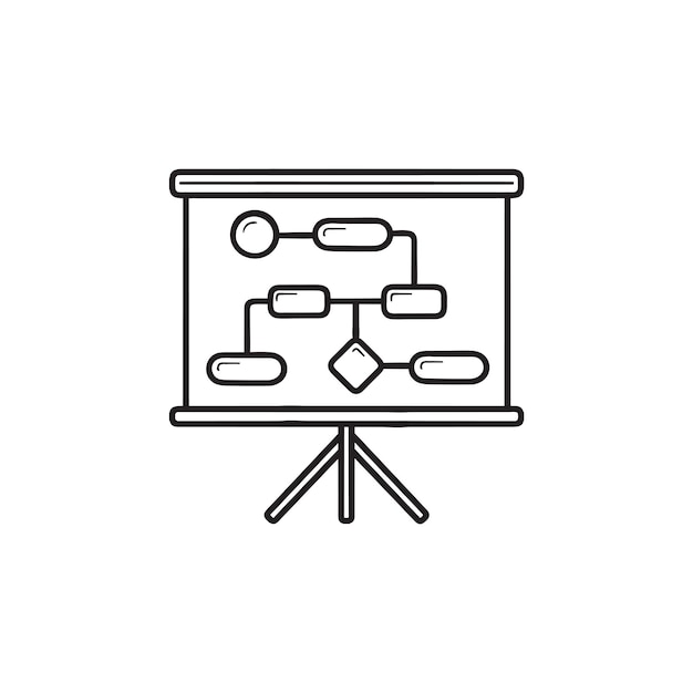 Workflow und Planung handgezeichnete Umriss-Doodle-Symbol. Geschäftsprozessmodellierung, Strategie, Taktikkonzept. Vektorskizzenillustration für Print, Web, Mobile und Infografiken auf weißem Hintergrund.