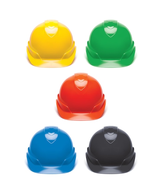 Vektor working hard hat set. schutzhelm isoliert