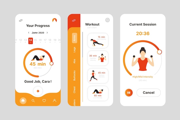 Vektor workout-tracker-app-oberfläche