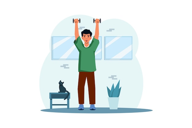 Workout- und Sport-Flat-Design-Illustration