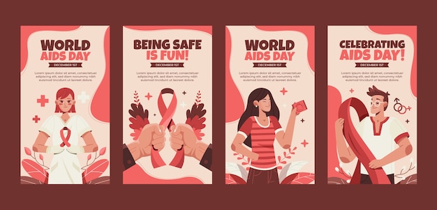 Vektor world aids day instagram geschichten sammlung