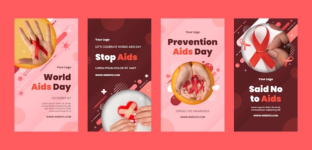 Vektor world aids day instagram geschichten sammlung