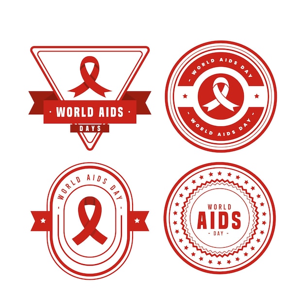 Vektor world aids day labels konzept