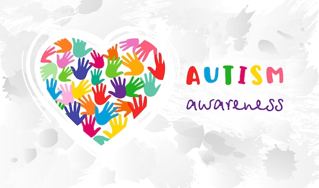 Vektor world autism awareness day web-banner mit süßer herzform kreatives logo-konzept kunstschule-idee