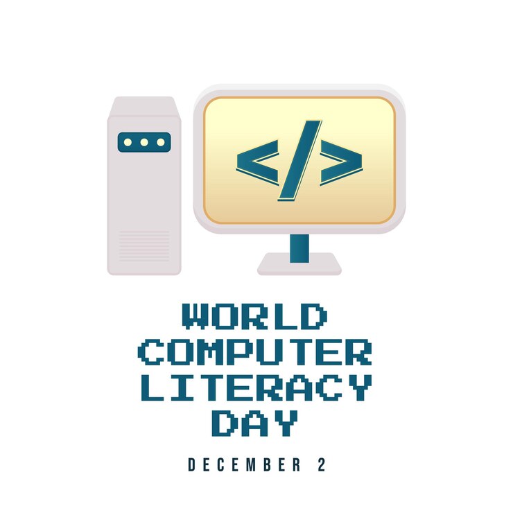 Vektor world computer literacy day-vektordesign-vorlage gut für die feier des weltcomputer-literacy-tages design flache design-eps 10