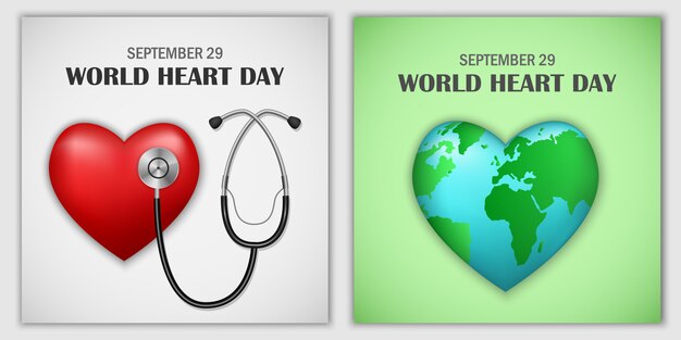 World heart day welt banner gesetzt