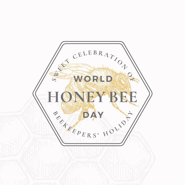 World honey bee day abzeichen oder logo-vorlage.