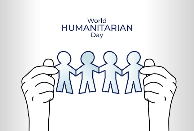 World Humanitarian Day Concept Design Hand hält Menschenkette Papier Illustration