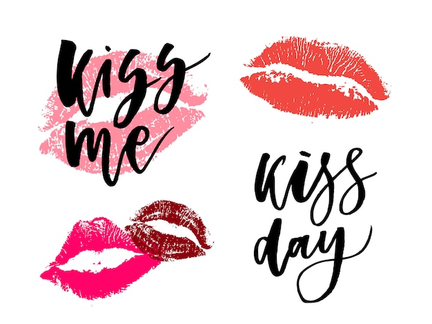 World kissing day-schriftzug in den lippen