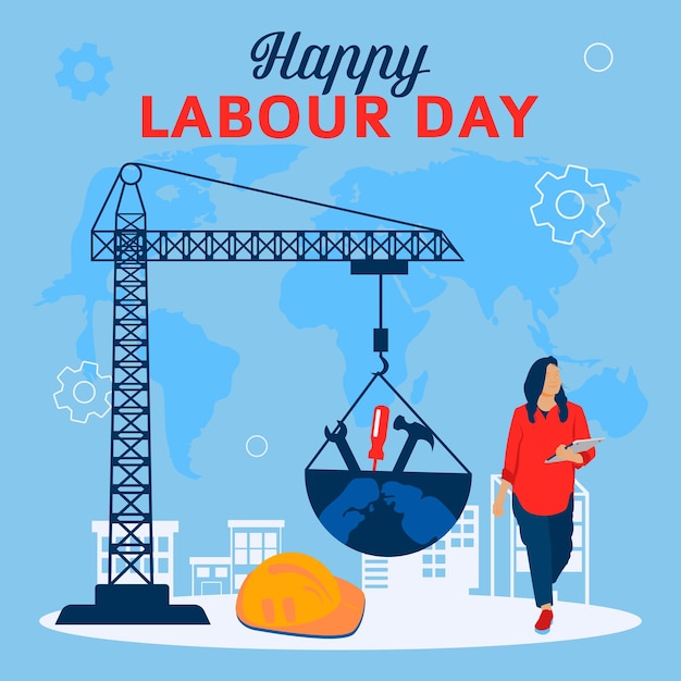 Vektor world labor day concept illustration mit charakter für social media post und banner