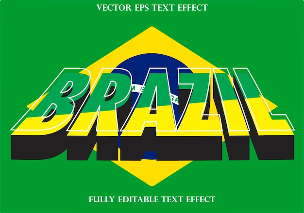 World of Football Katar Cup 2022 Brasilien 3d bearbeitbare Texteffekt-EPS-Datei