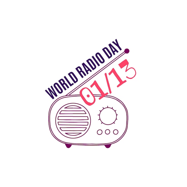 Vektor world radio day-vektor-illustration. poster, banner, flyer-hintergrundvorlage. 13. januar.