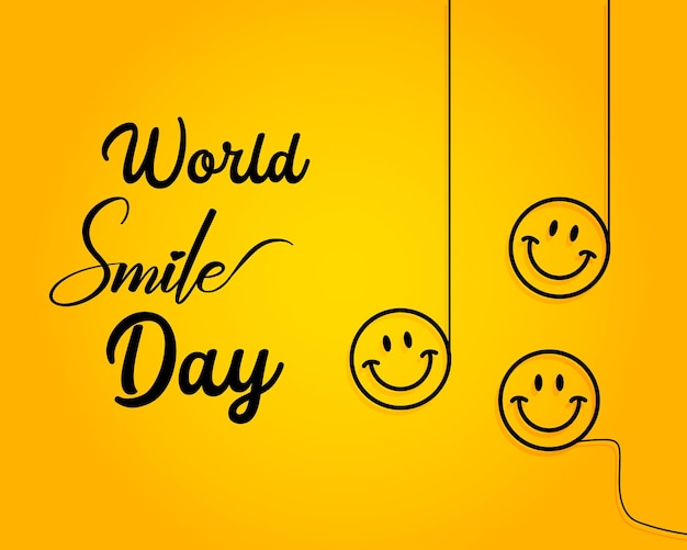 World smile day event feier gelber hintergrund und social media post