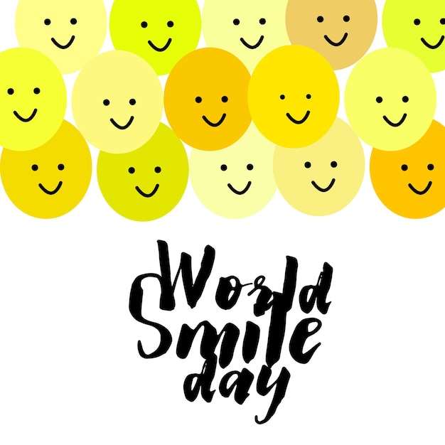 World smile day illustration mit gelben abstrakten lächelngesichtern